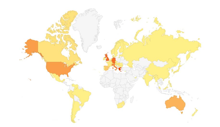 Flicking Forever World Map of visitors